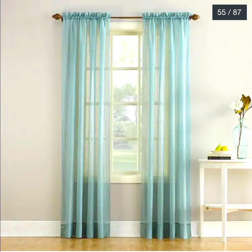 No. 918 Erica Sheer Crushed Voile Curtain Panel Pair in Mineral!